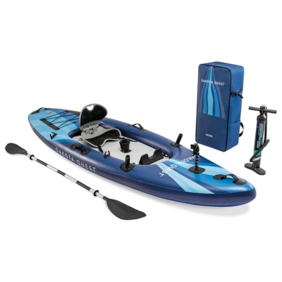 Fishing Kayak Sit In - シットオントップインフレータブルカヤック ダコタクエスト 68245EP アウトドアレクリエーションフィッシングカヤック 耐久性のあるPVC素材 ブルー