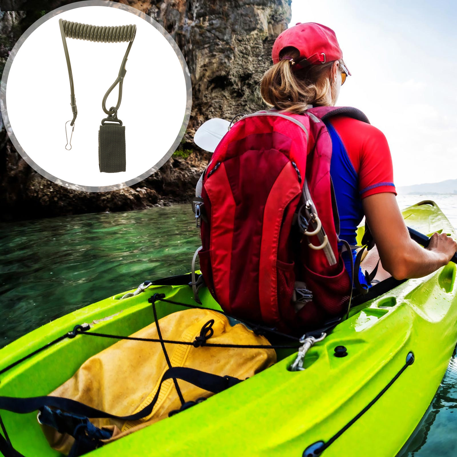1個入りカヤックパドルリーシュ、調整可能な弾性ロープ、耐腐食 - Fishing Kayak Paddle Leash のレビューと価格