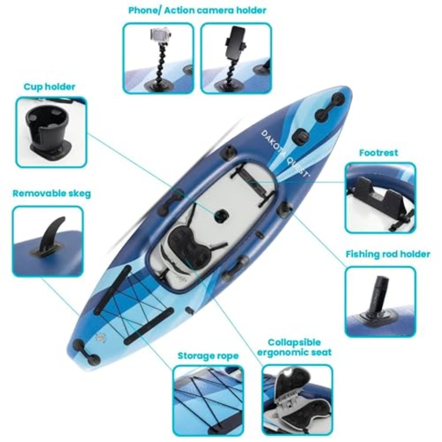 シットオントップインフレータブルカヤック ダコタクエスト 6 - Fishing Kayak Sit In のレビューと価格