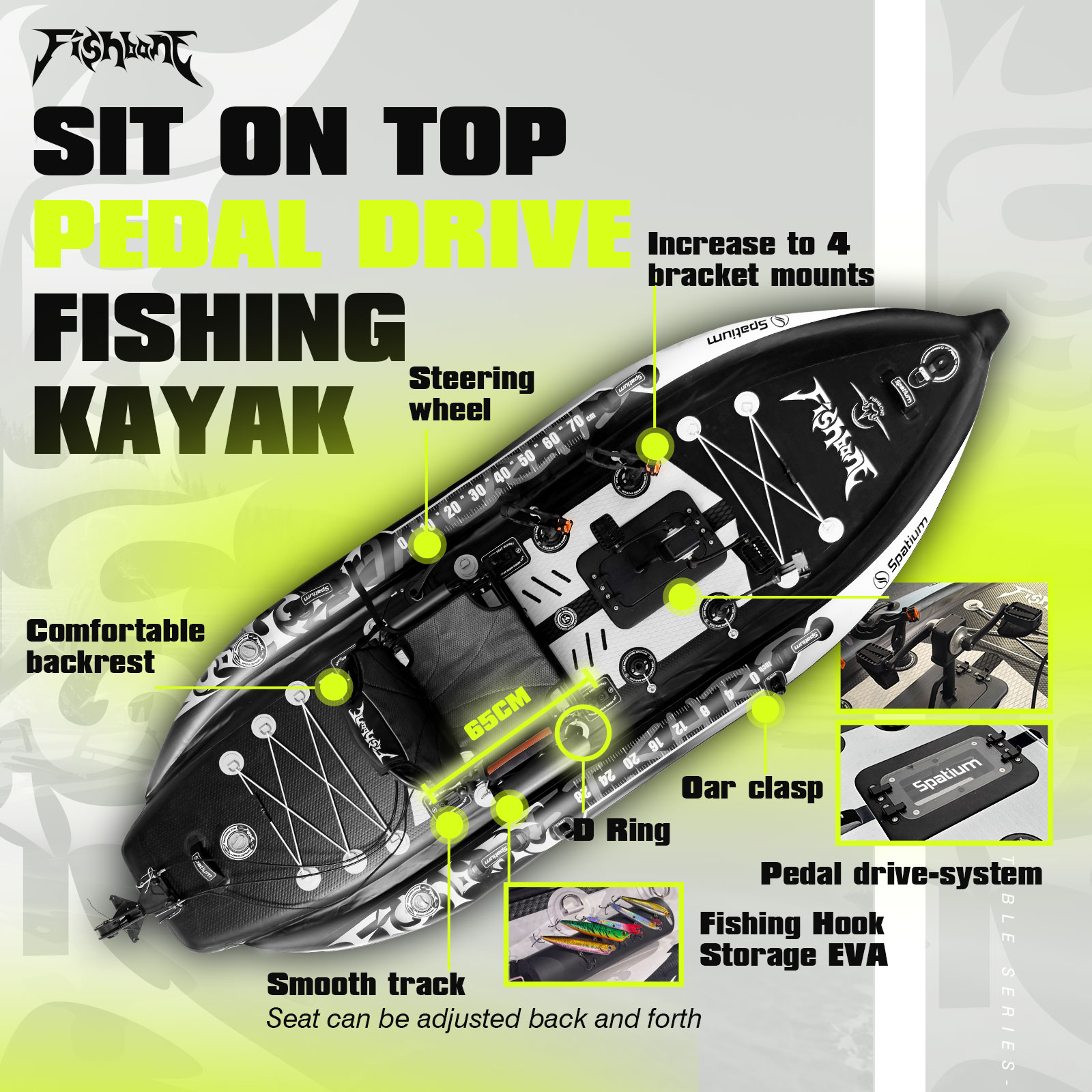 スペースティウムフィッシングカヤックボートペダルドライブシッ - Fishing Kayak Pedal Drive のレビューと価格