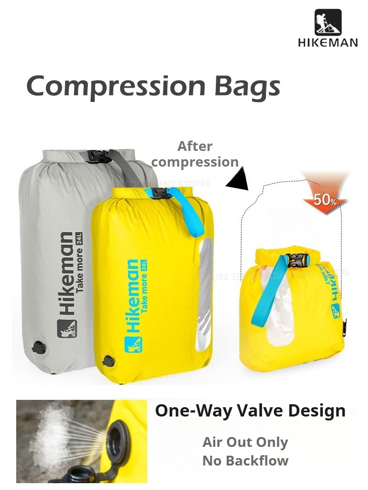 HIKEMAN真空圧縮バッグ（一方向バルブ付き、ポンプ不要） - Fishing Kayak Storage Bag のレビューと価格