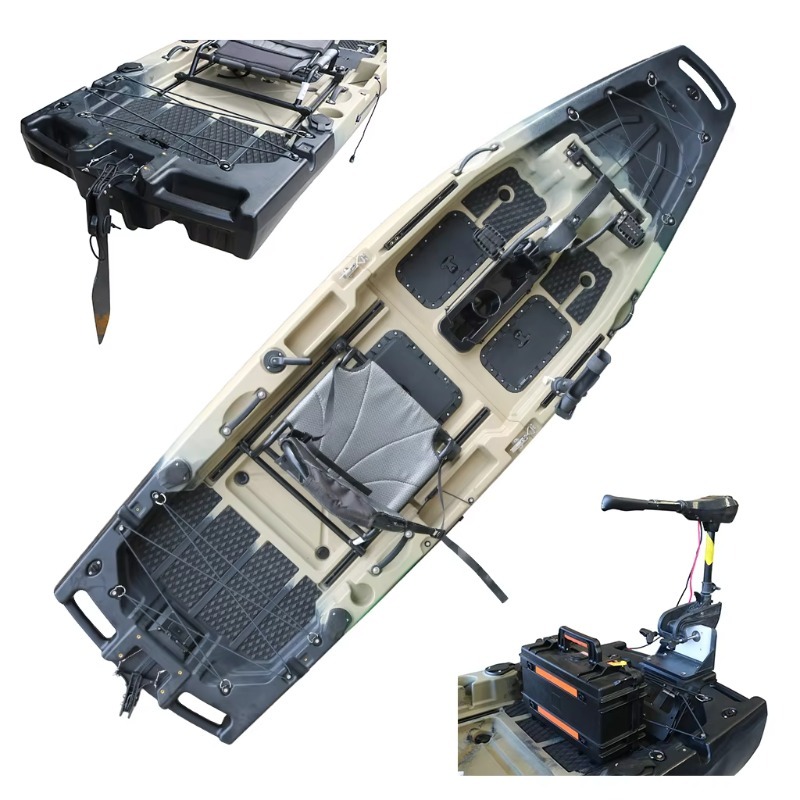 1人乗りHDPE/PE製シットオントップCE認証電動シーカヌ - Fishing Kayak Pedal Drive のレビューと価格